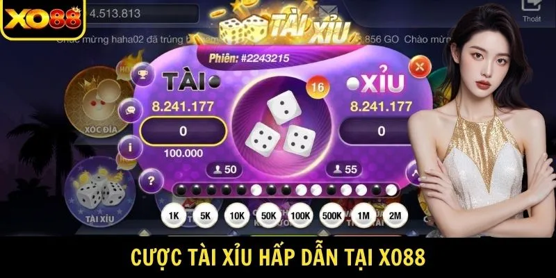 Cược tài xỉu hấp dẫn tại XO88